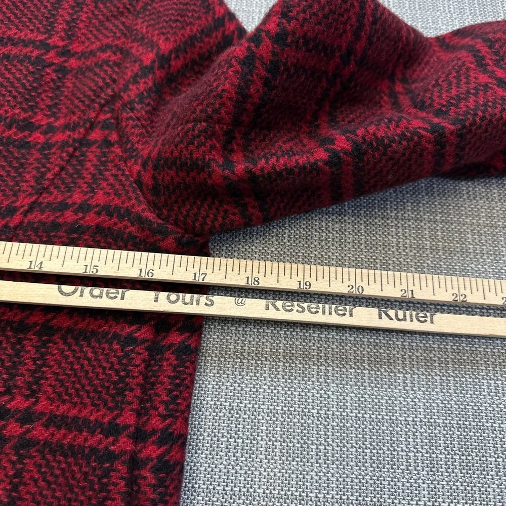 Talbots Petites Red Black Plaid Wool‎ Blend Blazer Jacket Size 2P